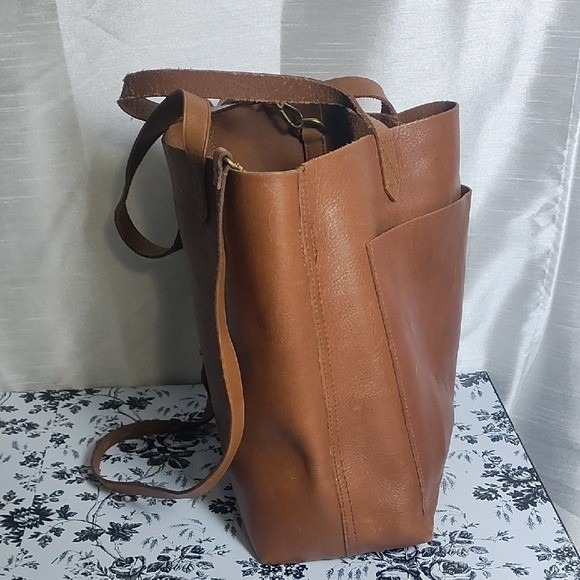 Madewell Leather Transport Tote Bag Shoulder Crossbody Adjustable Strap Brown - Picture 5 of 15